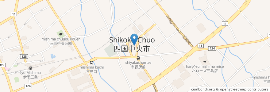 Mapa de ubicacion de 伊予三島市在宅介護支援センター en ژاپن, 愛媛県, 四国中央市.