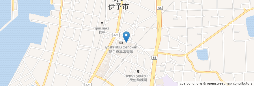 Mapa de ubicacion de 伊予市老人福祉センター en Япония, Эхимэ, 伊予市.