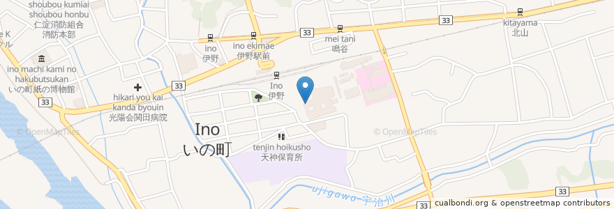 Mapa de ubicacion de 伊野町在宅介護支援センター en 日本, 高知県, 吾川郡, いの町.
