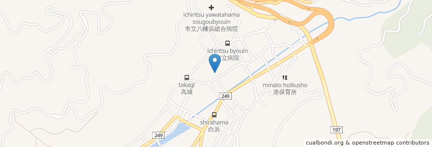 Mapa de ubicacion de 在宅介護支援センターことぶき荘 en 日本, 爱媛县, 八幡浜市.