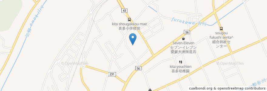 Mapa de ubicacion de 大洲市立老人福祉センター en ژاپن, 愛媛県, 大洲市.