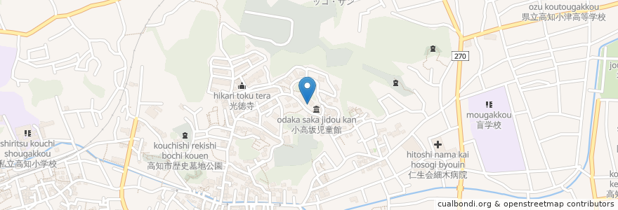 Mapa de ubicacion de 小高坂老人福祉センター en 日本, 高知县, 高知市.