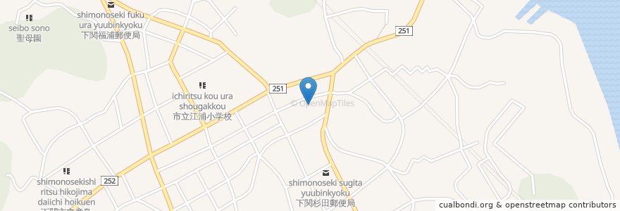 Mapa de ubicacion de 彦島在宅介護支援センター en 日本, 山口県, 下関市.