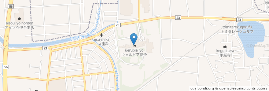Mapa de ubicacion de 愛媛厚生年金休暇センター en Japonya, 愛媛県, 伊予市.
