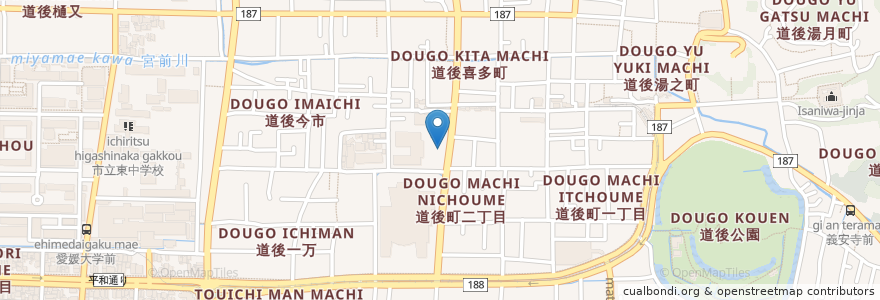 Mapa de ubicacion de 愛媛県身体障害者福祉センター en Japan, 愛媛県, 松山市.