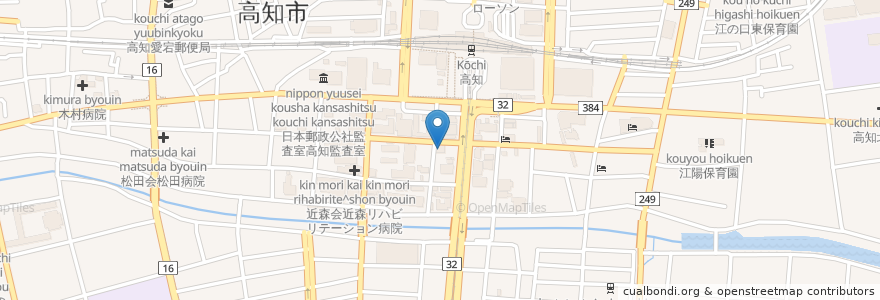 Mapa de ubicacion de 援護寮まち en Japonya, 高知県, 高知市.