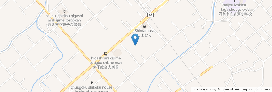 Mapa de ubicacion de 東予市在宅介護支援センターコスモス en 日本, 愛媛県, 西条市.