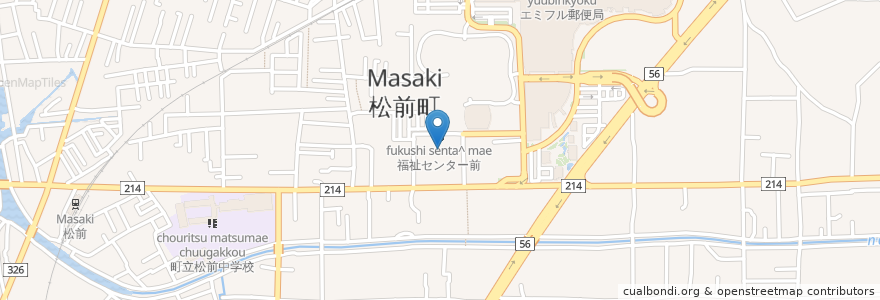 Mapa de ubicacion de 松前町在宅介護支援センターみどり en Japonya, 愛媛県, 伊予郡, 松前町.