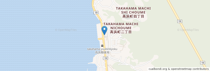 Mapa de ubicacion de 松山市在宅介護支援センターたかはま en اليابان, 愛媛県, 松山市.