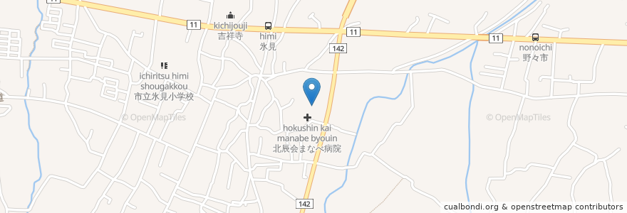 Mapa de ubicacion de 西条市在宅介護支援センターまなべ病院 en Japan, Präfektur Ehime, 西条市.