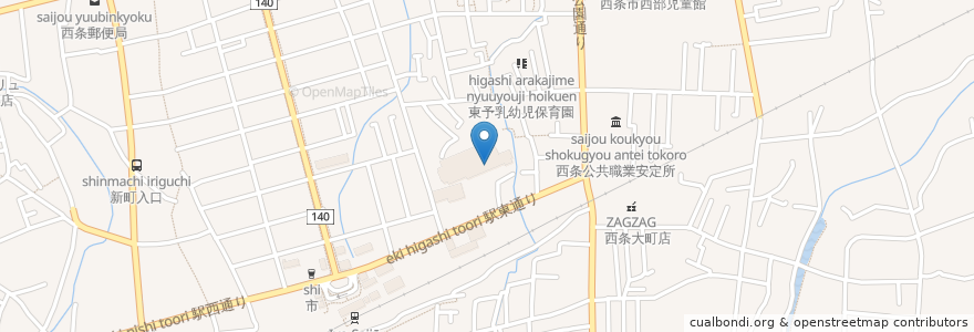 Mapa de ubicacion de 西条市在宅介護支援センター水都苑 en 日本, 愛媛県, 西条市.
