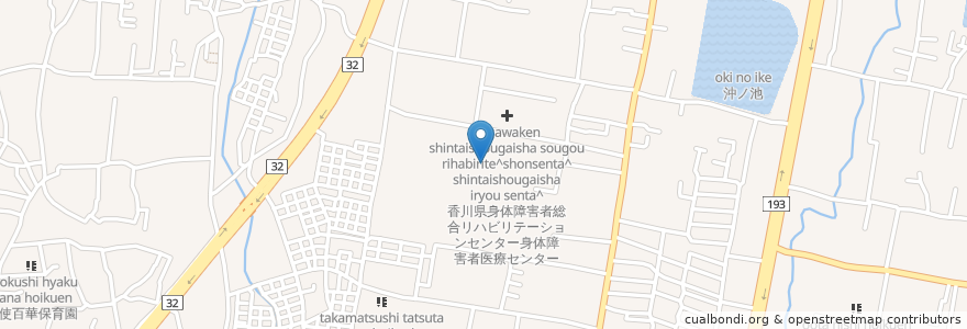 Mapa de ubicacion de 香川県身体障害者総合リハビリテーションセンター重度身体障害者更生援護施設 en اليابان, كاغاوا, 高松市.