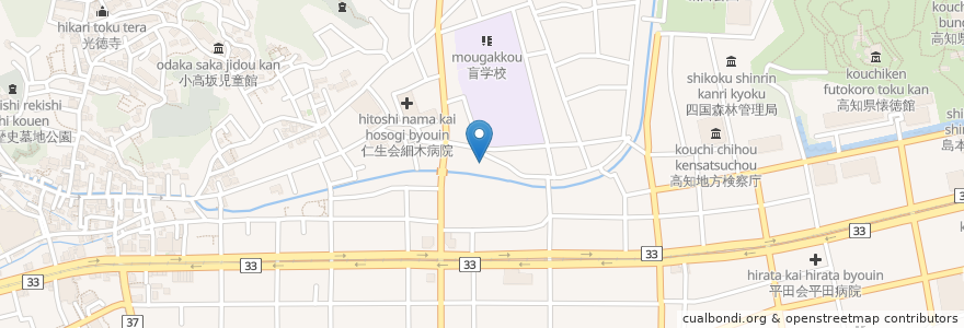 Mapa de ubicacion de 高知市中央老人福祉センター en 日本, 高知県, 高知市.