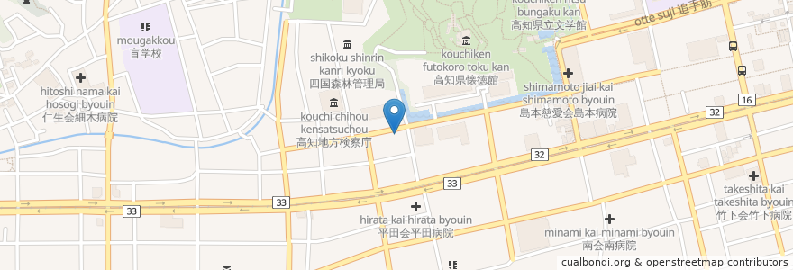 Mapa de ubicacion de 高知点字図書館 en 日本, 高知县, 高知市.