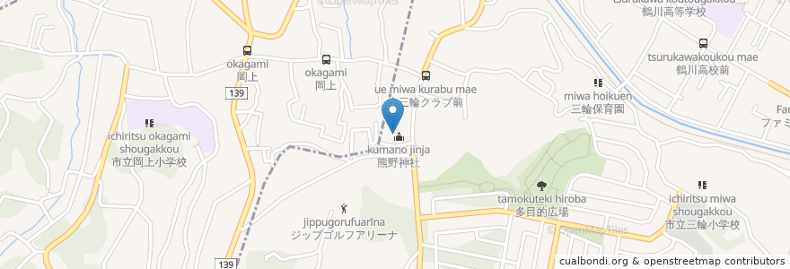 Mapa de ubicacion de 熊野神社 en ژاپن, 町田市.