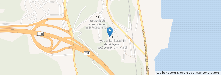Mapa de ubicacion de オアシス在宅介護支援センター en اليابان, 岡山県, 倉敷市.
