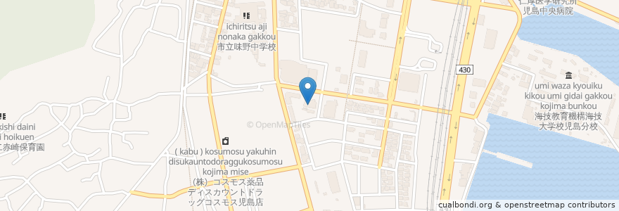 Mapa de ubicacion de 児島在宅介護支援センター en Japonya, 岡山県, 倉敷市.