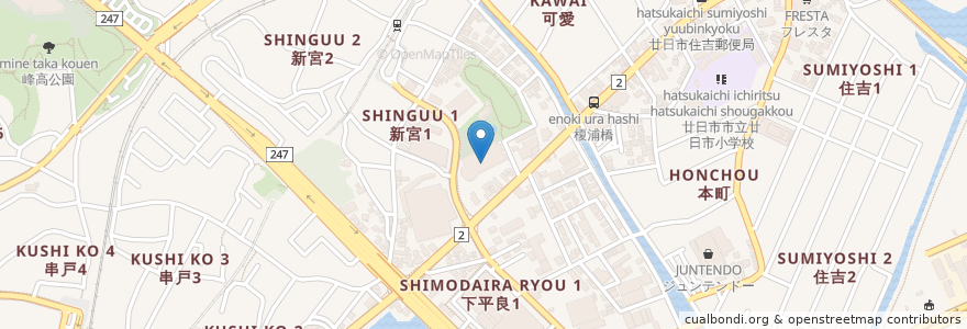 Mapa de ubicacion de 廿日市市障害者ディサービスセンター en 日本, 広島県, 廿日市市.