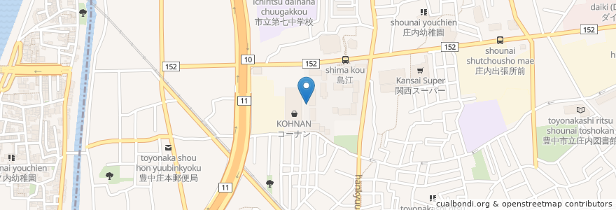 Mapa de ubicacion de セント・ポプリ作業所 en Japão, 大阪府, 豊中市.