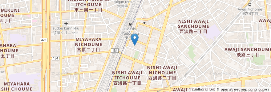 Mapa de ubicacion de デイアクティビティセンターふりーさいず en Japan, Osaka Prefecture, Osaka, Yodogawa Ward.