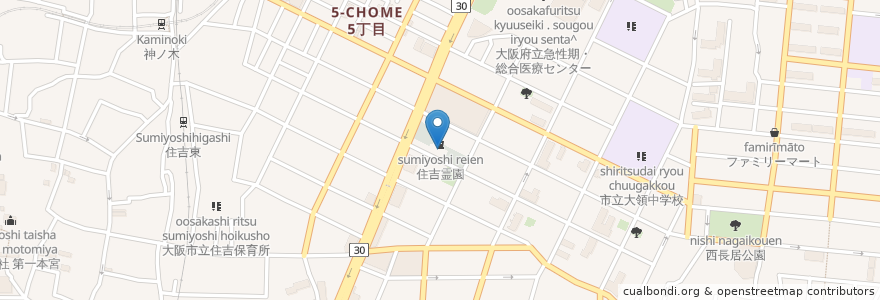 Mapa de ubicacion de 万領会館老人憩の家 en Japão, 大阪府, 大阪市, 住吉区.