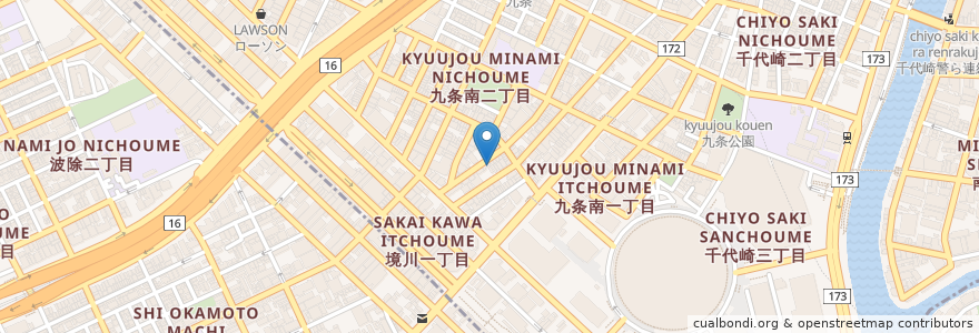 Mapa de ubicacion de 九条南老人憩の家 en 日本, 大阪府, 大阪市.