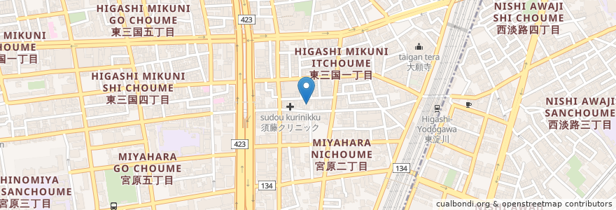 Mapa de ubicacion de 北中島社会福祉会館老人憩の家 en 일본, 오사카부, 오사카, 淀川区.