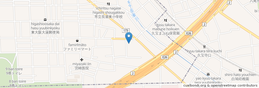 Mapa de ubicacion de 向陽学園 en Japan, Osaka Prefecture, Yao.