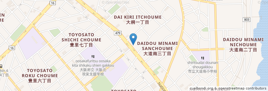 Mapa de ubicacion de 大桐地域在宅サービスステーションおおぎり en Giappone, Prefettura Di Osaka, 大阪市, 東淀川区.