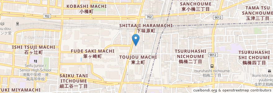 Mapa de ubicacion de 大阪市立中央授産場 en Japan, Präfektur Osaka, 大阪市, 天王寺区.