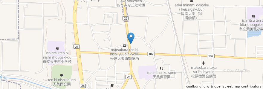 Mapa de ubicacion de 天美育成寮 en 日本, 大阪府, 松原市, 東住吉区.
