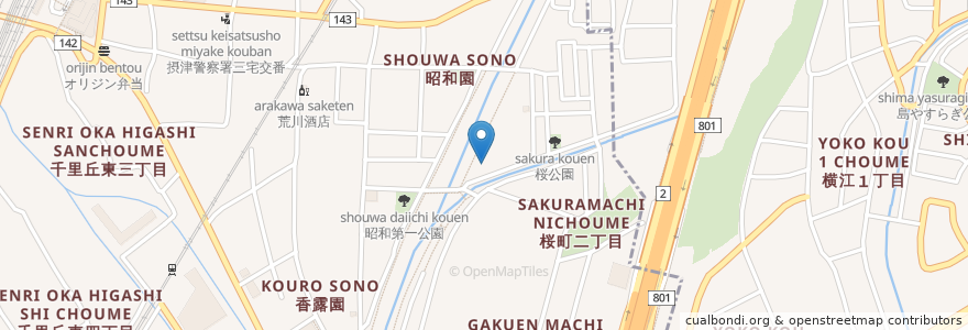 Mapa de ubicacion de 摂津市　摂津市立特別養護老人ホームせっつ桜苑 en Japan, Osaka Prefecture, Ibaraki, Settsu.