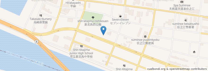 Mapa de ubicacion de 新北島介護支援センター豊泉家 en Japão, 大阪府, 大阪市, 住之江区.