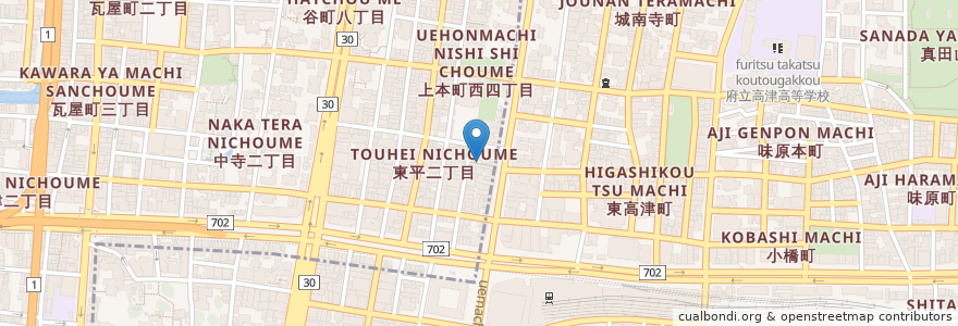 Mapa de ubicacion de 東平会館老人憩の家 en Japón, Prefectura De Osaka, Osaka, 天王寺区, 中央区.