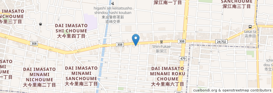 Mapa de ubicacion de 片江老人憩の家 en Jepun, 大阪府, 大阪市, 東成区.