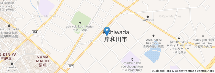 Mapa de ubicacion de 社会福祉法人和秀会　岸和田特別養護老人ホーム en Japón, Prefectura De Osaka, 岸和田市.