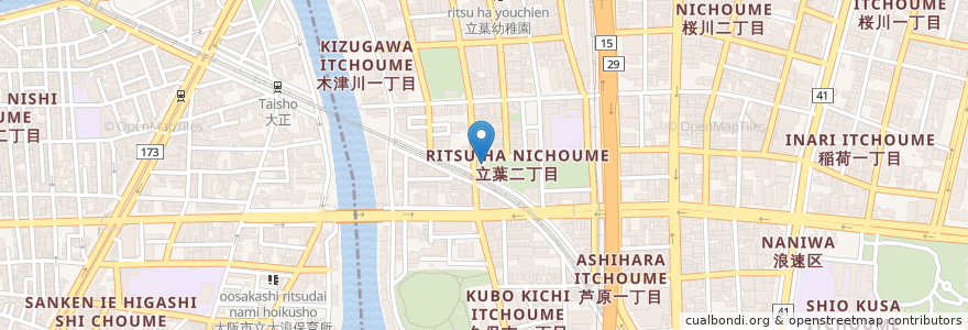 Mapa de ubicacion de 立葉地区老人会館憩の家 en 일본, 오사카부, 오사카, 나니와구.