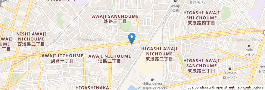Mapa de ubicacion de 西淡路連合第二福祉会館老人憩の家 en Japan, Osaka Prefecture, Osaka, Higashiyodogawa Ward.