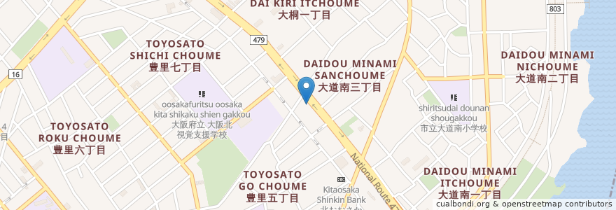 Mapa de ubicacion de 豊里会館老人憩の家 en 日本, 大阪府, 大阪市, 東淀川区.