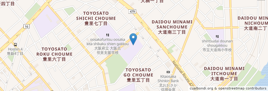 Mapa de ubicacion de 豊里連合会館老人憩の家 en Japon, Préfecture D'Osaka, 大阪市, 東淀川区.