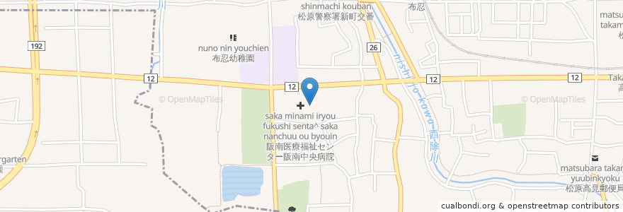 Mapa de ubicacion de 財団法人阪南医療福祉センター en Japan, 大阪府, 松原市.