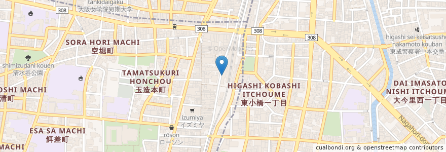 Mapa de ubicacion de 身体障害者 デイサービス センター 四天王寺 たまつくり苑 en اليابان, أوساكا, أوساكا, 東成区.