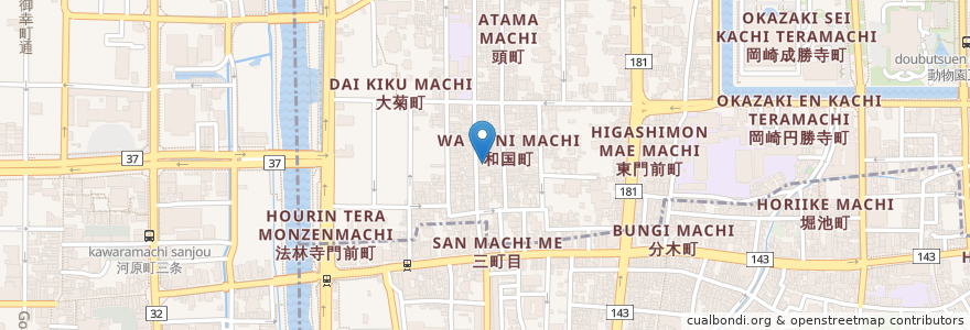 Mapa de ubicacion de テンダーハウスデイサービスセンター en Japan, Präfektur Kyōto, 京都市, 左京区.