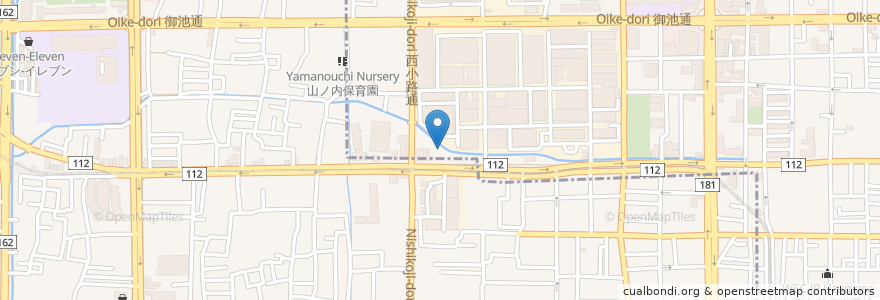 Mapa de ubicacion de 京都市かしの木学園 en Japonya, 京都府, 京都市, 右京区, 中京区.