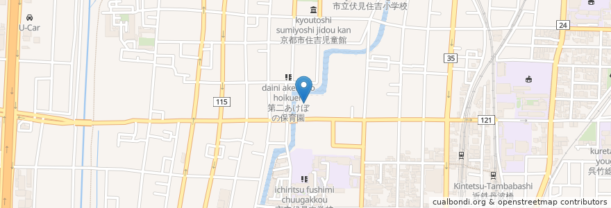 Mapa de ubicacion de 京都市伏見障害者授産所 en Giappone, Prefettura Di Kyoto, Kyoto, 伏見区.