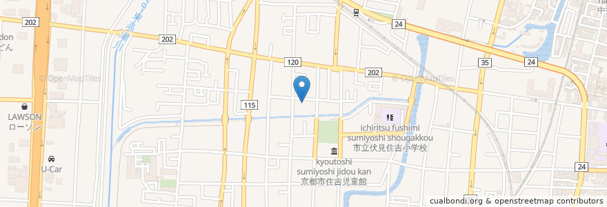 Mapa de ubicacion de 京都市在宅介護支援センター・京都伏見しみず病院 en Japón, Prefectura De Kioto, Kioto, Fushimi.