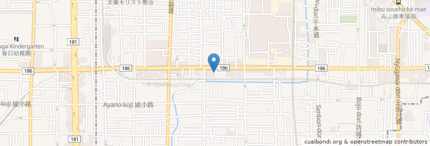 Mapa de ubicacion de 京都市壬生老人いこいの家 en Giappone, Prefettura Di Kyoto, Kyoto, 中京区.