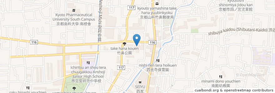 Mapa de ubicacion de 京都市山科身体障害者福祉会館;京都市山科知的障害者デイサービスセンター en Japón, Prefectura De Kioto, Kioto, 山科区.