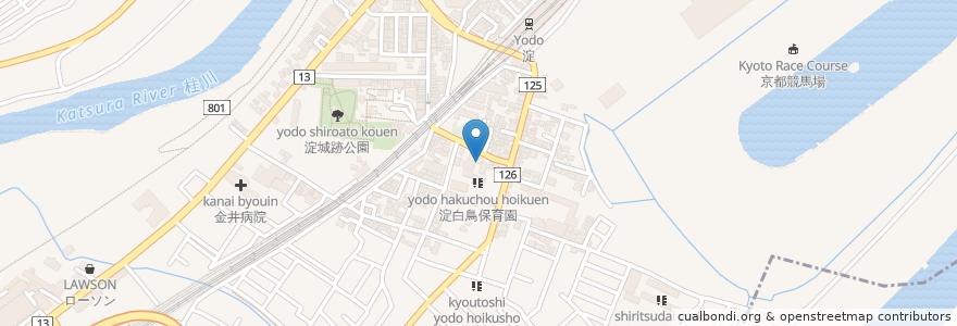 Mapa de ubicacion de 京都市淀老人福祉センター en 일본, 교토부, 京都市, 伏見区.