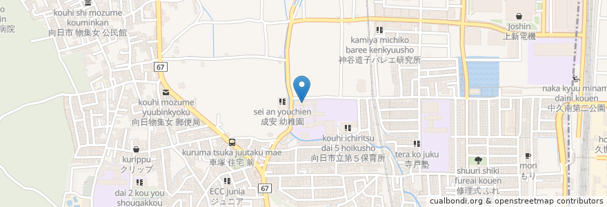 Mapa de ubicacion de 向日市老人福祉センター琴の橋 en 日本, 京都府, 向日市.